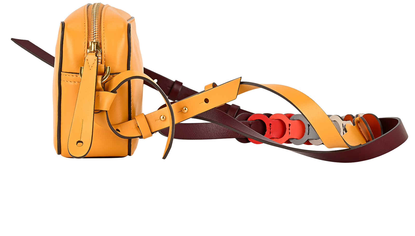 Circle Two-Tone Shoulder Bag, &pound;130, Handbags, Yellow, Leather, Bottom view